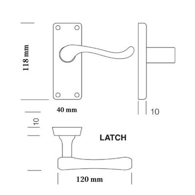 Door Handle Pack Scroll Lever Latch Hinges - Chrome 118 x 40mm