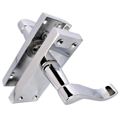Door Handle Pack Scroll Lever Latch Hinges - Chrome 118 x 40mm