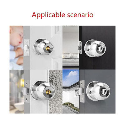 Door Handle, Round Knob Lock Door Lock, Key Lock, Latch Size 60/70mm