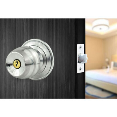 Door Handle, Round Knob Lock Door Lock, Key Lock, Latch Size 60/70mm