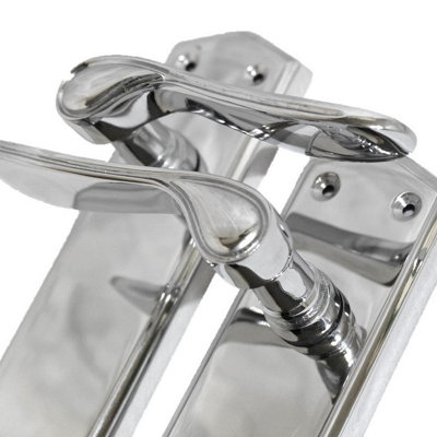 Satin Finish Stellar Door Handles On Shaped Backplate In Latch, Lock Or - Foto 8