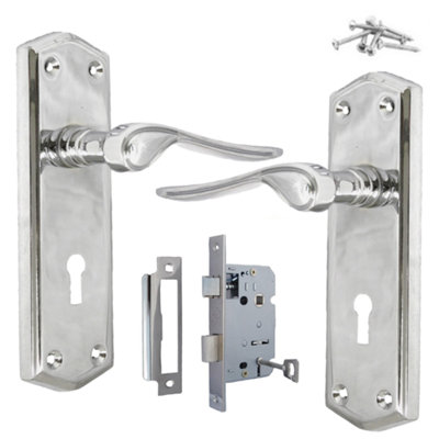 Wentworth Door Handle Packs - Latch Lock Bathroom Door Handle Packs Pewter - Foto 11