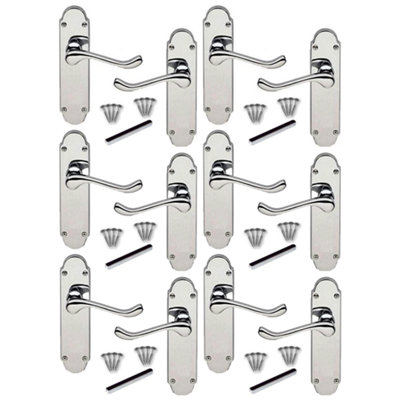 Door Handles Epsom Chrome Scroll Lever Victorian Scroll 6 Pairs