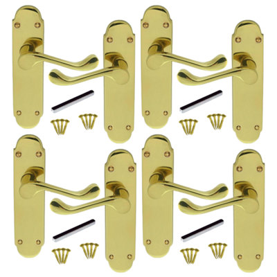 Door Handles Epsom Latch Brass Lever Victorian Scroll 4 Pairs