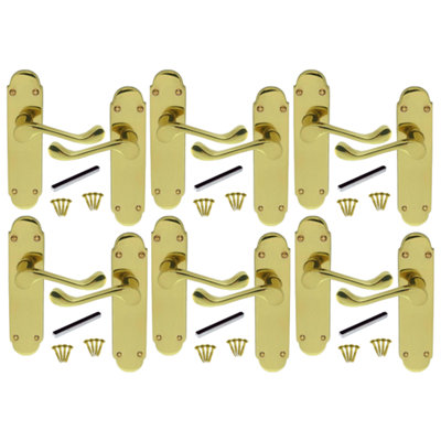Door Handles Epsom Latch Brass Lever Victorian Scroll 6 Pairs