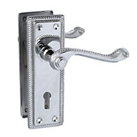 Door Handles Georgian Lever Lock Roped Edge - Chrome 150mm x 50mm