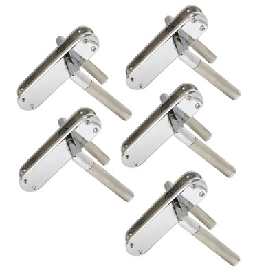 Door Handles Lever Latch Satin Nickel & Chrome Dual Finish Mitred 5 Pairs Price Comparisons | Compare The Build