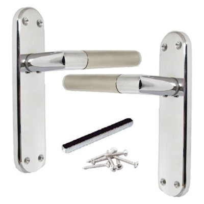 Door Handles Mitred Straight Lever Latch Duo Chrome Satin 180mm x