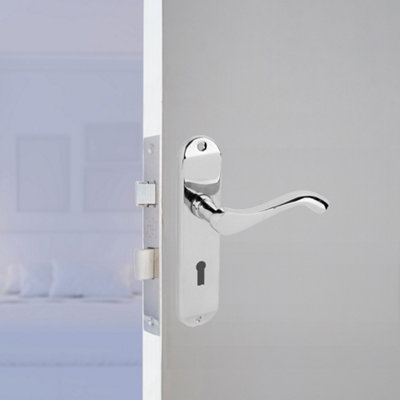 Door Handles on Backplate Chrome Scroll Lock Eclipse Cadenza
