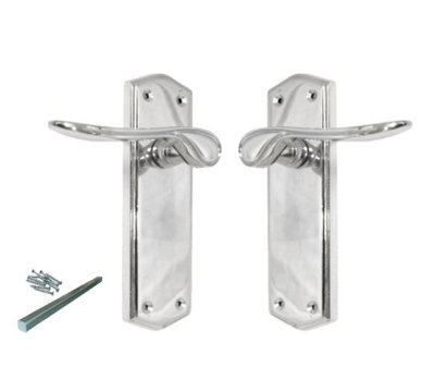 Door Handles Polished Chrome Stellar On Backplate Lever Latch Door Handles Price Comparisons | Compare The Build