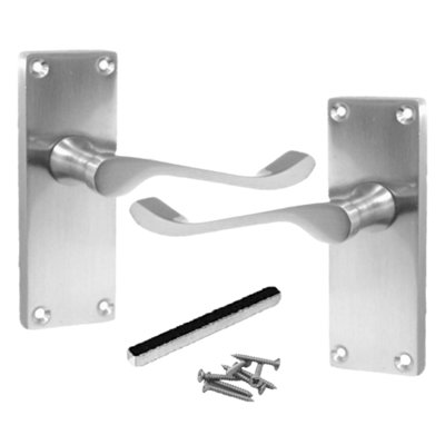 Door Handles Scroll Lever Internal Latch - Chrome Satin 118 x 40mm