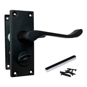 Door Handles Scroll Lever Privacy Lock - Matt Black 118 x 40mm