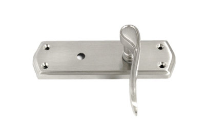 Satin Finish Stellar Door Handles On Shaped Backplate In Latch, Lock Or - Foto 7