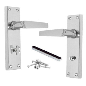Door Handles Straight Bath Lock Handle - Chrome 150 x 40mm