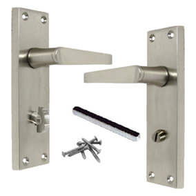 Door Handles Straight Bath Lock Handle - Satin 150 x 40mm