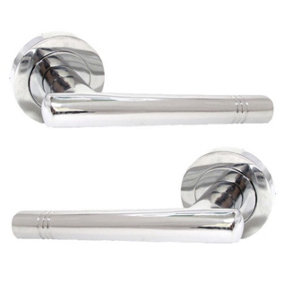 Door Handles T Bar Cossima Straight Lever on Rose Latch - Chrome 125mm