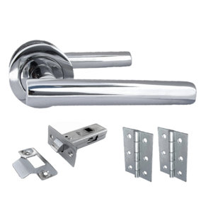 Door Handles T Bar Straight Lever on Rose Latch & Hinges - Chrome