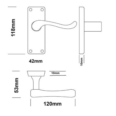 Door Handles Vic Scroll Lever Internal Latch - Satin 118 x 40mm With Hinges & Latch