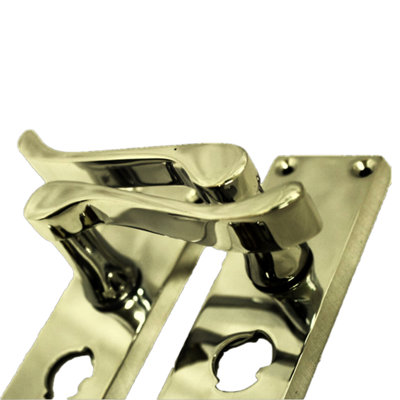 Door Handles Victorian Scroll Bathroom WC Privacy Lock - Brass 118 x 40mm
