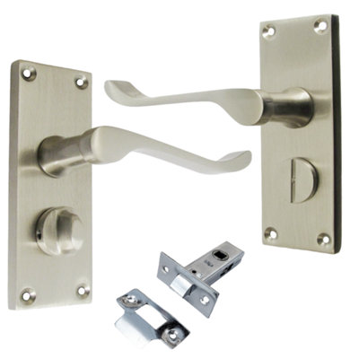 Door Handles Victorian Scroll Bathroom WC Privacy Lock - Satin 118 x ...