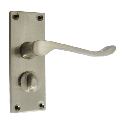 Door Handles Victorian Scroll Bathroom WC Privacy Lock - Satin 118 x 40mm