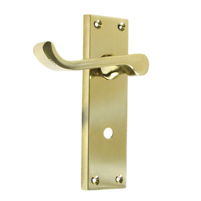 Door Handles Victorian Scroll Lever Bath Lock - Brass Pack 150 X 40mm