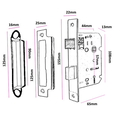 Door Handles Victorian Scroll Lever Bath Lock - Brass Pack 150 X 40mm