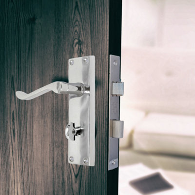 Door Handles Victorian Scroll Lever Bath Lock Handle - Chrome 4 Pairs