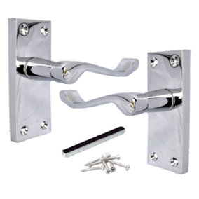 Door Handles Victorian Scroll Lever Latch - Chrome 118 x 40mm