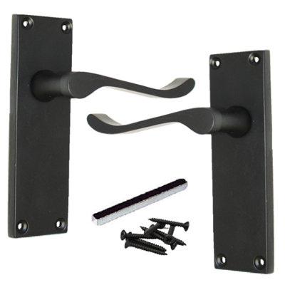 Door Handles Victorian Scroll Lever Latch - Matt Black 150 x 40mm Price Comparisons | Compare The Build