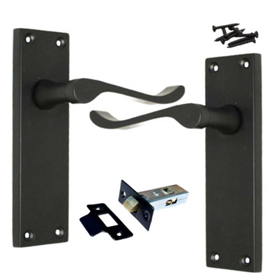 Door Handles Victorian Scroll Lever Latch - Matt Black Pack 150 x 40mm Price Comparisons | Compare The Build