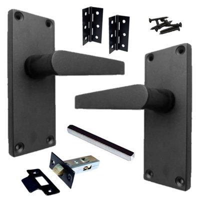 Door Handles Victorian Straight Lever Matt Black Hinges & Latch Pack Set 120 x 42mm Price Comparisons | Compare The Build