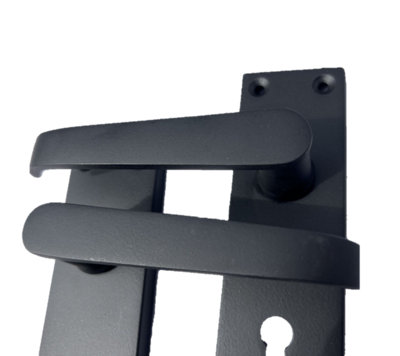 Door Handles Victorian Straight Lock Handle - Matt Black 150 x 40mm