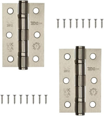 Door Hinges 3 inch Satin Nickel Ball Bearing Butt Hinges Grade 7 Steel Door Hinge for Wooden Doors 2 Pack