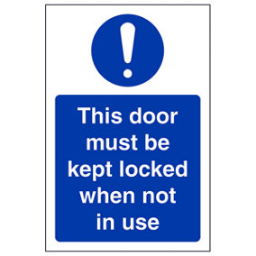 Door Kept Locked Not In Use Fire Sign - Adhesive Vinyl 150x200mm (x3)