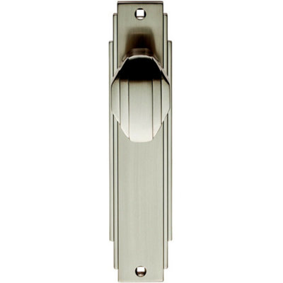 Door Knob & Latch Pack Satin Nickel Art Deco Premium Lever Slim Backplate