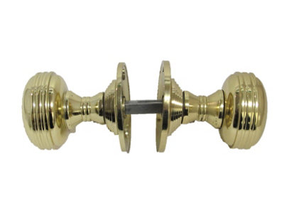 Door Knobs Reeded Heavy Duty Mortice Knob - Polished Brass 64mm