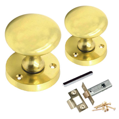 Door Knobs Round Victorian Mortice Knob Sprung - Brass Latch Pack 56mm