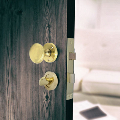 Door Knobs Round Victorian Mortice Knob Sprung Brass Thumbturn Lock Pack 56mm
