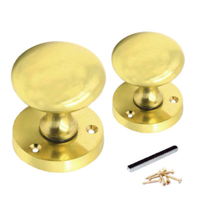 Door Knobs Round Victorian Mortice Knob Sprung - Polished Brass 56mm
