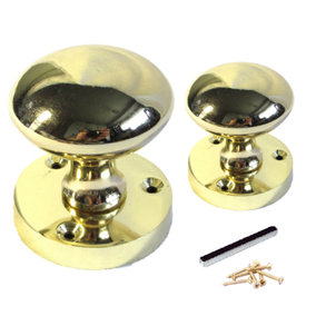 Door Knobs Round Victorian Mortice Knob Sprung - Polished Brass 56mm