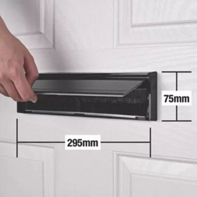 Door Letterbox PVC Metal Flap Cover Internal Twin Brush Draught Seal Black Effect