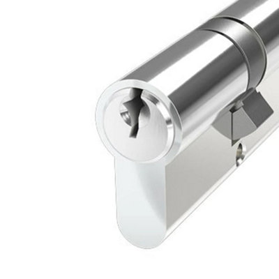Door Lock with Keys - Chrome Thumb Turn Euro Cylinder Barrel Lock 40/40 L(80mm)