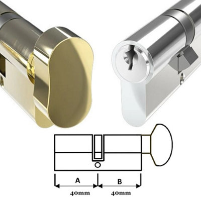 Door Lock with Keys - Chrome Thumb Turn Euro Cylinder Barrel Lock 40/40 L(80mm) - 4