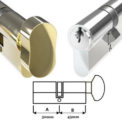 Door Lock with Keys Thumb Turn Euro Cylinder Barrel Lock Chrome 45/50 L(95mm) - 4