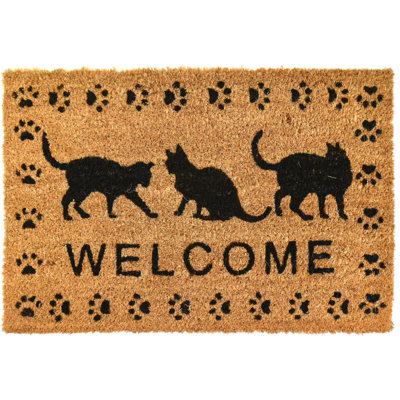 Door Mat 60 x 40cm BLACK CAT WELCOME