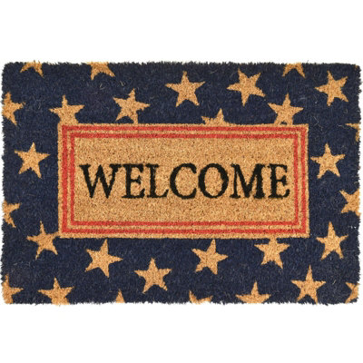 Door Mat 60 x 40cm STARS WELCOME | DIY at B&Q