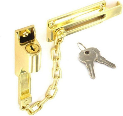 Door Security Chain Lock Polished Brass Security Chain with Door Lock Antitheft Internal Front wooden and uPVC Door Safety Latch