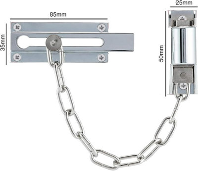 Door Security Chain Lock Polished Chrome Security Chain with Door Lock Antitheft Internal Front wooden and uPVC Door Safety Latch