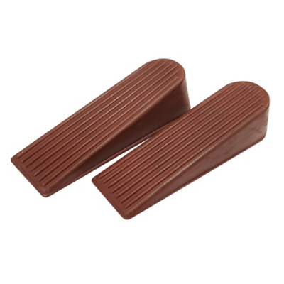 Door Stop, Wedge, Anti Slip Door Holder, Rubber, Brown, (Pack of 2)